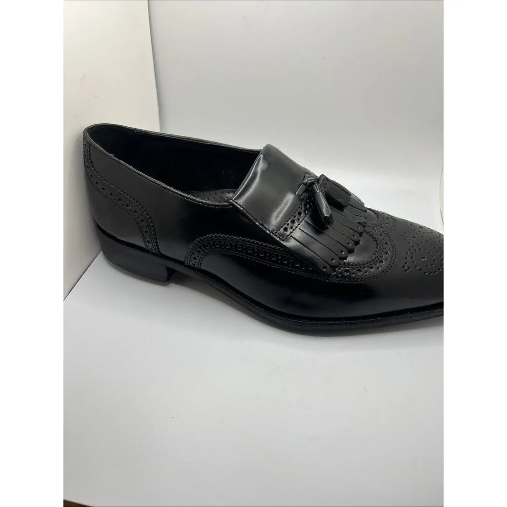 Men's 10 EEE X-Wide Florsheim Lexington black wingtip loafers dress shoes 17073